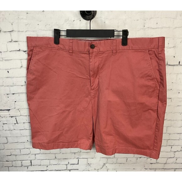 Tommy Hilfiger Men Khaki Red Chino Shorts Size 42 Pocket Stretch Comfort N1 - Picture 2 of 12